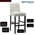 thumbnail image 6 of Bar Height Uptown Button Tufted Fabric Upholstered Bar Stool, Beige, Set of 2, 6 of 6