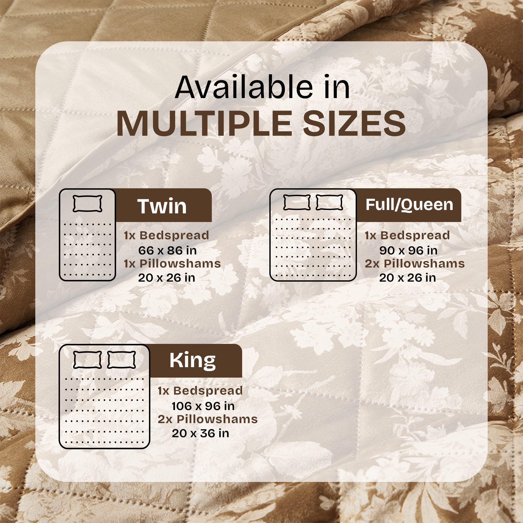 Ameha 3-Piece Velvet Quilt Set Floral Diamond Pattern Ultrasonic Embossed Bedspread Reversible Lightweight Microfiber Coverlet King Size Caramel