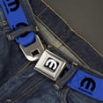 thumbnail image 2 of Mopar Belt, Seatbelt Buckle Belt, Mopar Logo Repeat Blue Black, 24 to 38 Inches, 2 of 7