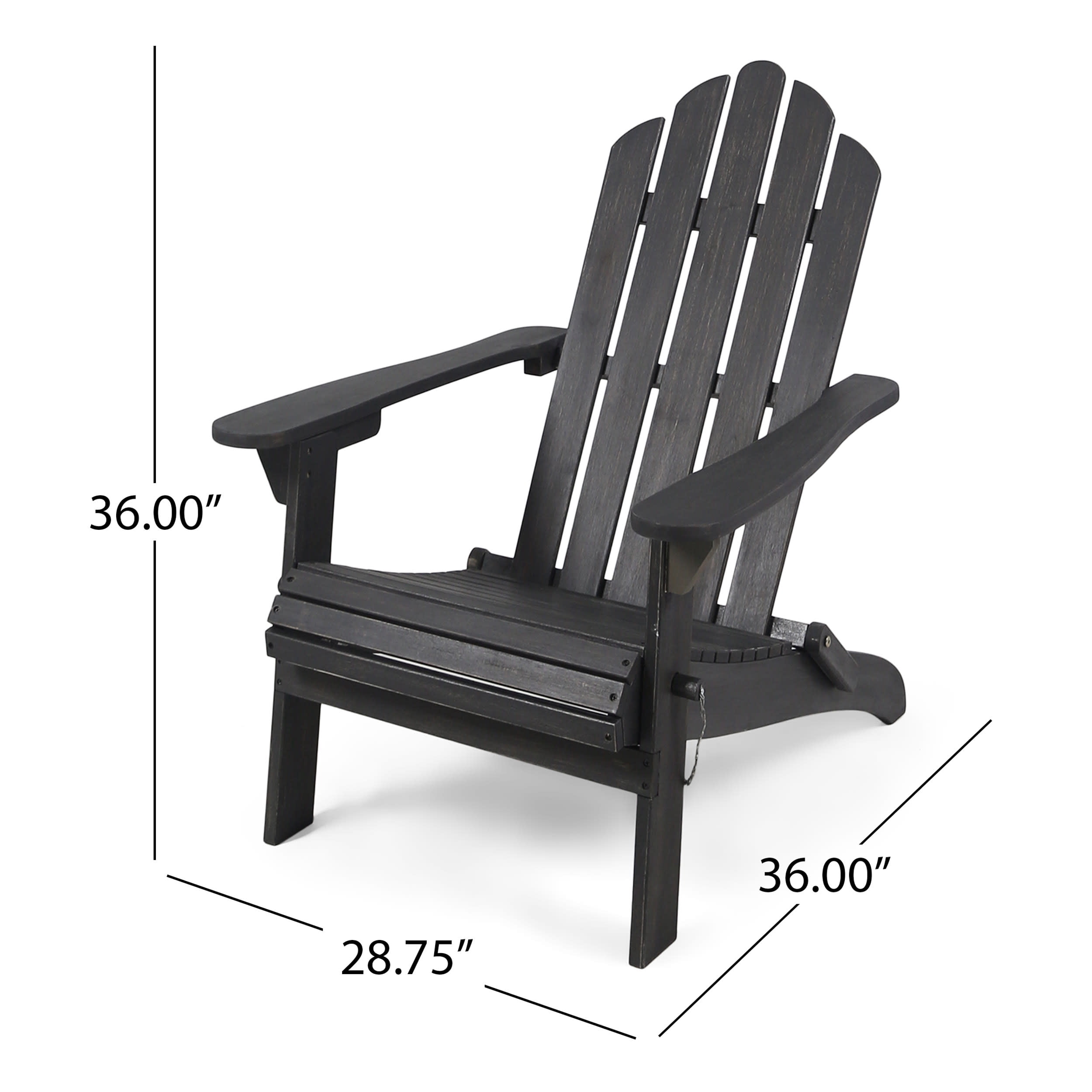 Cytheria Acacia Wood Outdoor Foldable Adirondack Chairs, Set of 2, Dark Gray