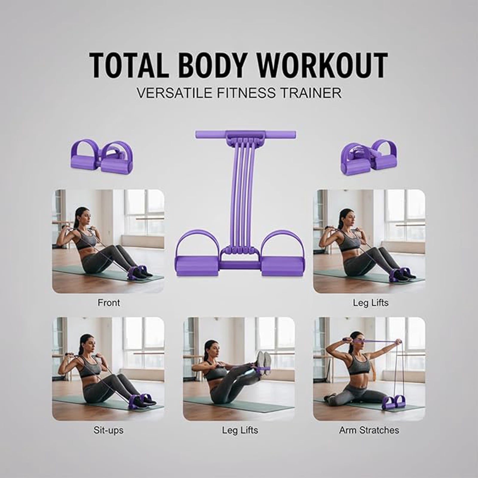 8-Tube Resistance Bands with Handles & Foot Pedals, Adjustable Tension Fitness Equipment for Full-Body Workout, Legs Arms Abs Training