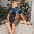 thumbnail image 4 of Balery Moonlit Night Sky Wolf Conjunto de Pijama Infantil de Manga Corta con Estampado – Ropa de Dormir de Algodón Suave-3X-Large, 4 of 6