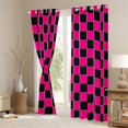 thumbnail image 3 of Feelyou Black Pink Plaid Black Out Curtains for Kids, Modern Fashion Buffalo Curtains Pack of 2 (42x63 Each), Patchwork Checkered Bedroom Curtains, Curtains and Drapes Decor, 3 of 6