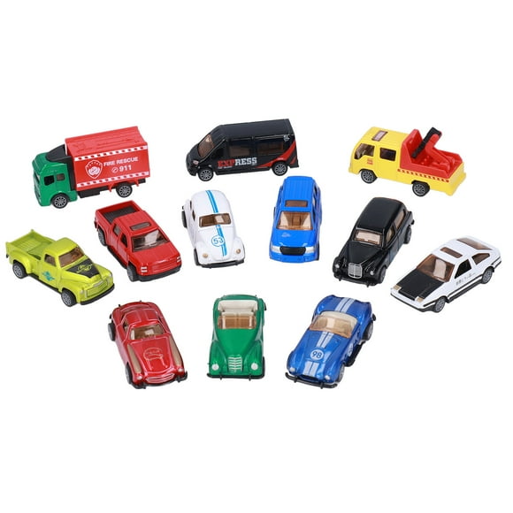 Pull Back Car Toy, Car Name Learning Alloy Kids Vehicle Set Friction Powered  For Birthday Gift