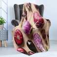 thumbnail image 4 of Natural Color Soft Flannel Fleece Throw Blanket, Healthy Food Above Vista Photo of Fresh Vegetables and Figs, Cozy Plush for Indoor and Outdoor Use, 70" x 90", Champagne and Multicolor, by Ambesonne, 4 of 5
