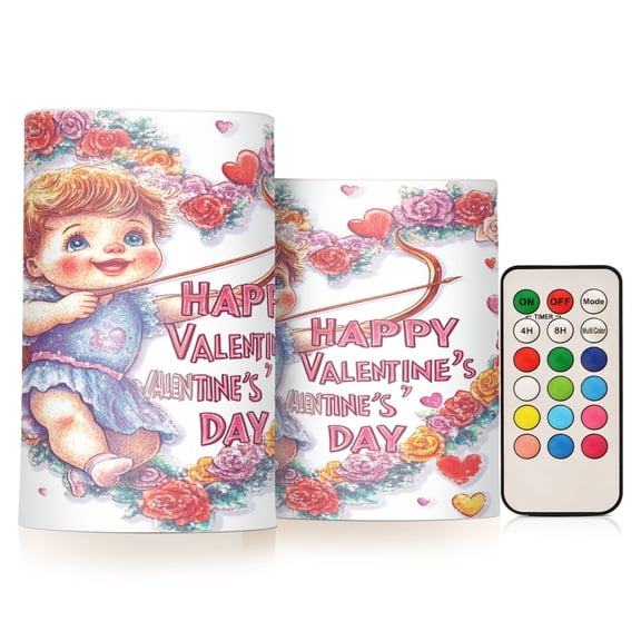 BZSMCE Flameless Candles LED Lights Cupid with Heart and Flowers Creativity Battery Candles