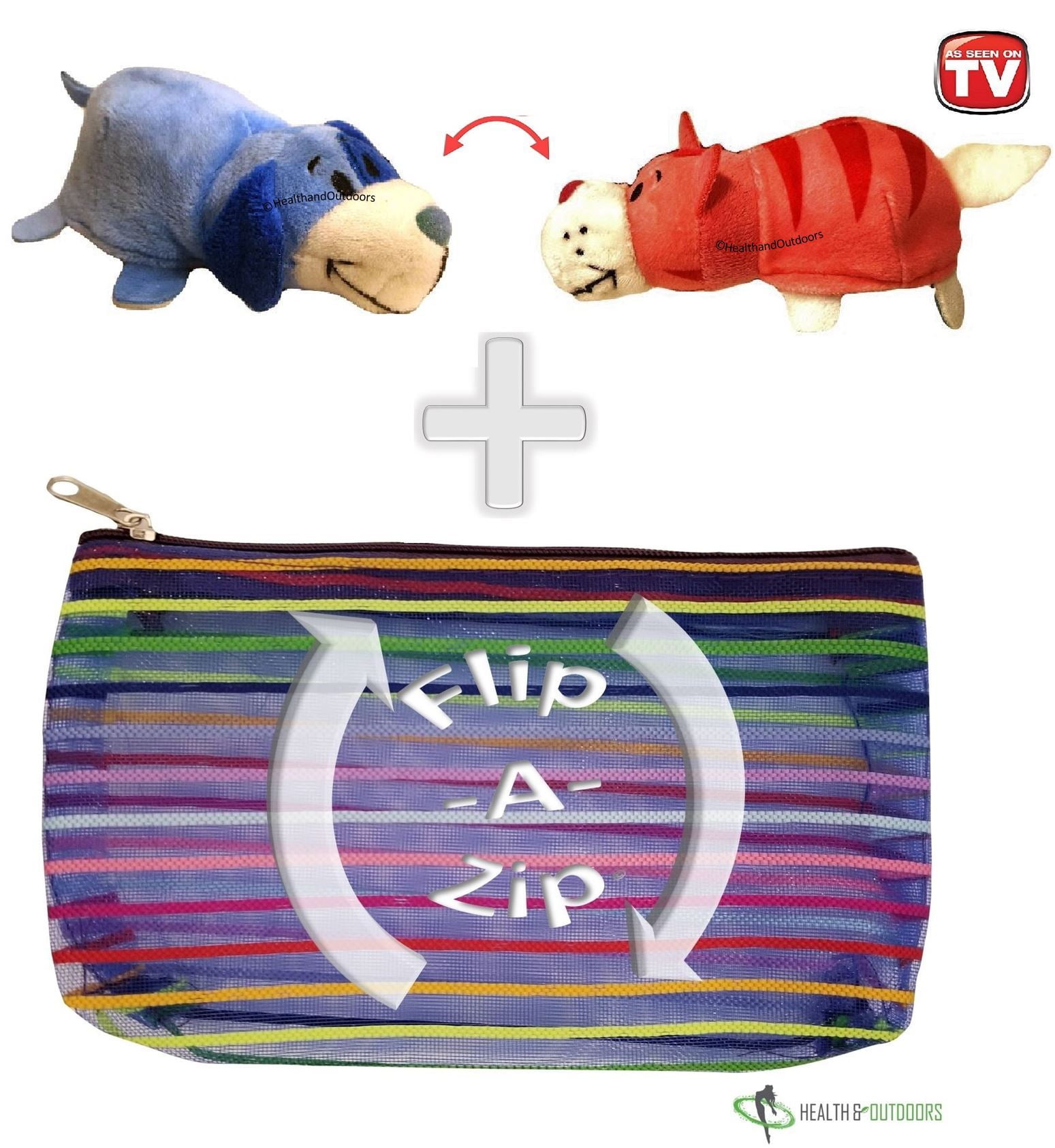 Flipzee 5" & FlipaZip COMBO (Kitty/Puppy) Huggable Flip a Zoo Stuffed