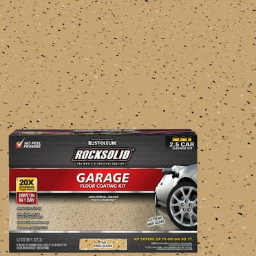 Tan, Rust-Oleum RockSolid Polycuramine High-Gloss 2.5-Car Garage Floor Coating Kit - 180 oz.