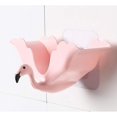 thumbnail image 5 of Caja de jabón autoadhesiva montada en la pared Contenedor de jabón en forma de flamenco creativo Soporte para jabón Estante de almacenamiento de jabonera sin perforaciones para baño (rosa), 5 of 5