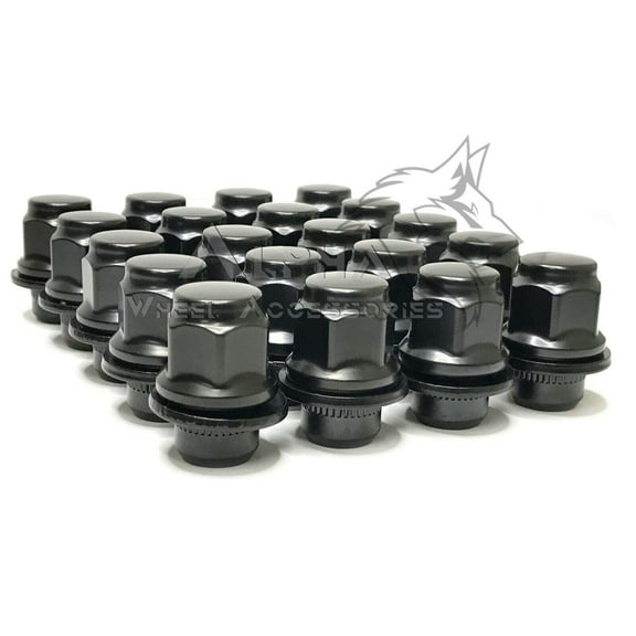 20 OEM Black Factory Mag Lug Nuts 12x1.5 For Toyota Lexus With Washer Flat Seat
