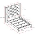 thumbnail image 3 of CorLiving Fairfield Adult Queen Fabric Upholstered Bed Frame with Tufted Winged Headboard, Light Grey, 3 of 9