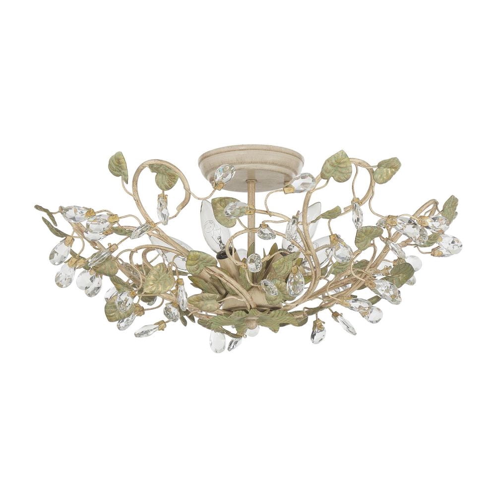 4840-CT Crystorama Lighting Josie Floral 3 Light Ceiling Mount In Classic Style - 20.5 Inches Wide By 8.75 Inches High