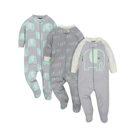Gerber Organic cotton sleep n play, 3pk (baby boy or baby girl (Best Organic Baby Clothes)