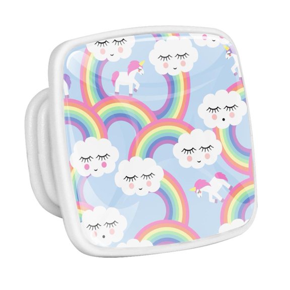 4PCS Square Cabinet Fluorescence Knob Glowing in the Dark Furniture Drawer Pulls Handle with Screws Rainbows