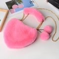 thumbnail image 1 of Bolso de mano de felpa con forma de corazón para mujer, bandolera de mano, monedero de lana sintética con forma de corazón de melocotón, 1 of 5
