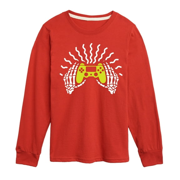 Instant Message - Skeleton Gamer Hands - Toddler & Youth Long Sleeve Graphic T-Shirt
