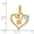 thumbnail image 3 of 14k Tri-color Gold Polished Three Hearts Pendant, 3 of 4