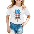 thumbnail image 5 of 250 Anniversary Usa Shirt Summer Tops Graphic Tees for Girls Stylish Printed Short Sleeve Round Neck Comfortable Casual Daily Everyday Wear White, 5 of 5