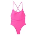 thumbnail image 5 of Sngxgn Swimsuit Women Criss Cross Back Print Bathing Suits Athletic Modest Swimwear(Pink,M), 5 of 5