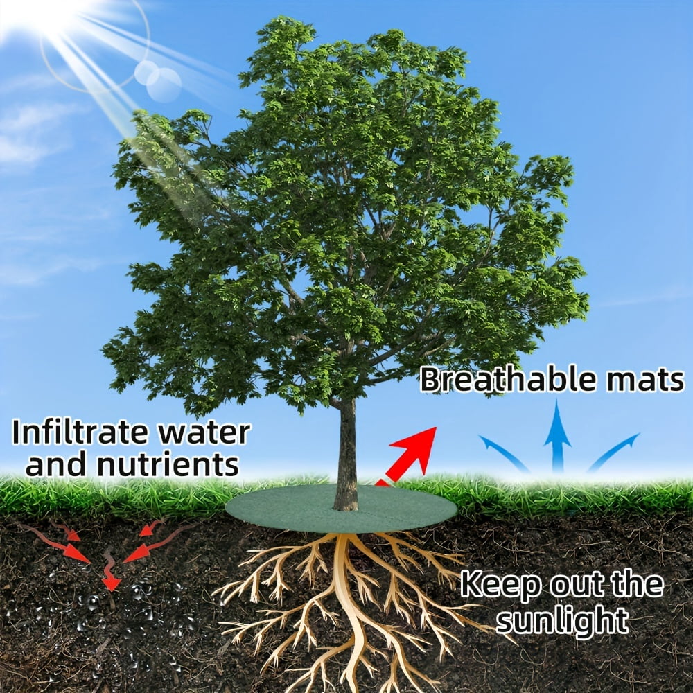 20pcs Non-Woven Tree Mulch Ring, Weed Barrier Mat to Inhibit Weed Growth & Landscape Control, Plant Root Protection, 9.8in