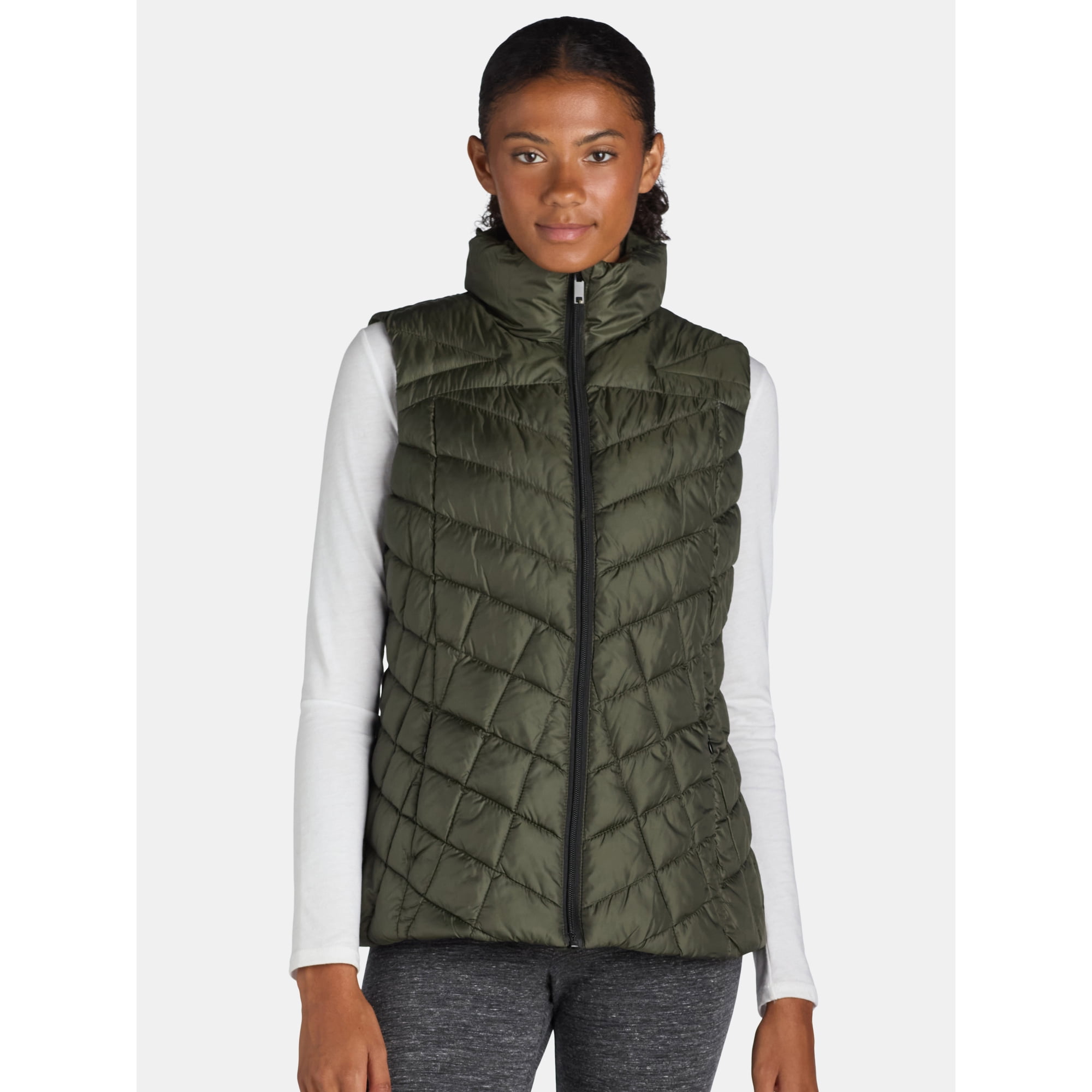 Big Chill Women's and Women's Plus Chevron Quilted Puffer Vest, Midweight, Sizes S-3X