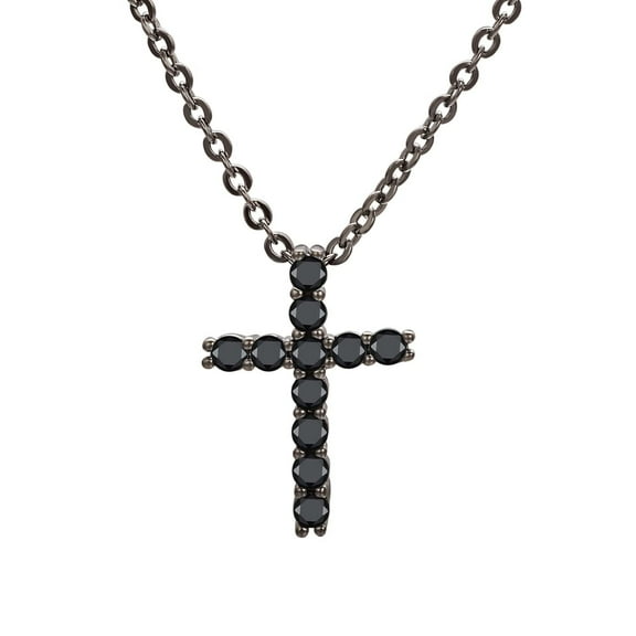 Aleasha Cross Pendant Necklace for Women Black Simple Stainless Steel 17" Necklace Jewelry Gifts