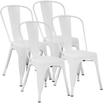 PayLessHere Metal Chairs Dining Stackable Dining Chairs Restaurant Metal Chairs Metal Kitchen Dining Chairs Set Of 5 Trattoria Chairs Indoor/Out Door Metal Tolix Side Chairs,Cream