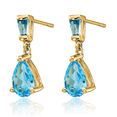 thumbnail image 5 of 14K Solid Yellow Gold Swiss Blue Topaz Drop Dangle Earrings December Birthstone Jewelry, 5 of 10