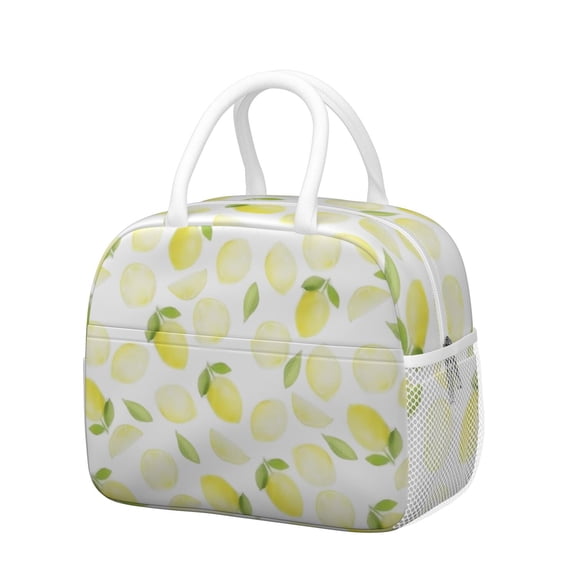 Lunch Bag Lunch Box for Women Reusable Insulated Lunch Bags,Water-Resistant Lemon Print Cooler Lunch Tote Bag, Large Capacity for Work Travel Picnic