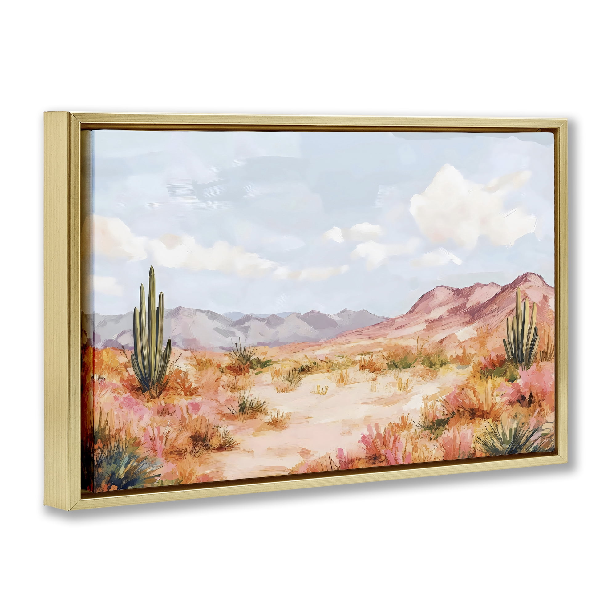 Stupell Industries Pastel Desert Dream Sunset Gold Framed Floater Canvas Wall Art, design by Creative Studio