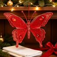 thumbnail image 5 of Clearance Under $2 Red Butterfly Ornament, 3D Glitter Gem Hanging Decor, 1PC, 16.5x12.5cm, Tree Wreath, Red (D), 5 of 5