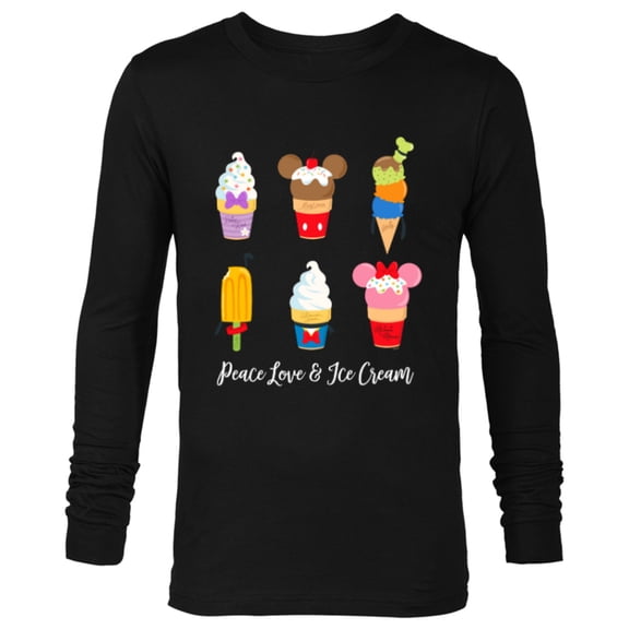 Disney Mickey & Pals Summer Treats Peace Love & Ice Cream- Long Sleeve T-Shirt for Men - Customized-Black