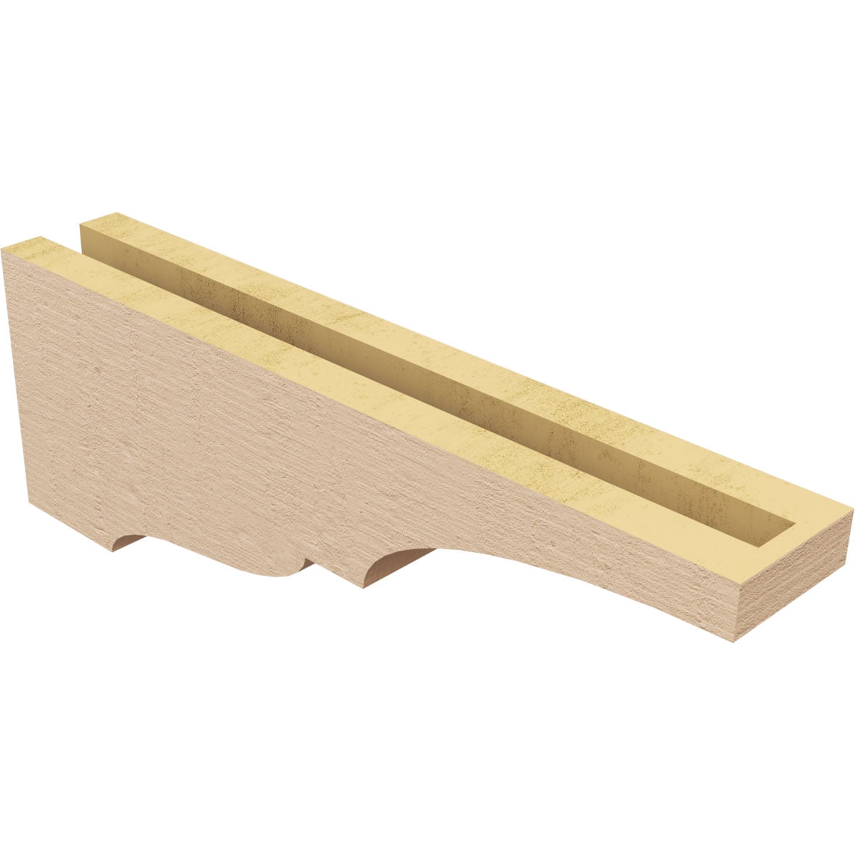 3"W x 18"D x 6"H Thin Asheboro Rough Cedar Woodgrain TimberThane Corbel, Primed Tan