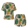 thumbnail image 5 of Picia Pineapples Palm Leaves Pajamas Sets for Women Soft Short-Sleeved Pjs with Lounge Shorts Two Piece Sleepwear-, 5 of 9