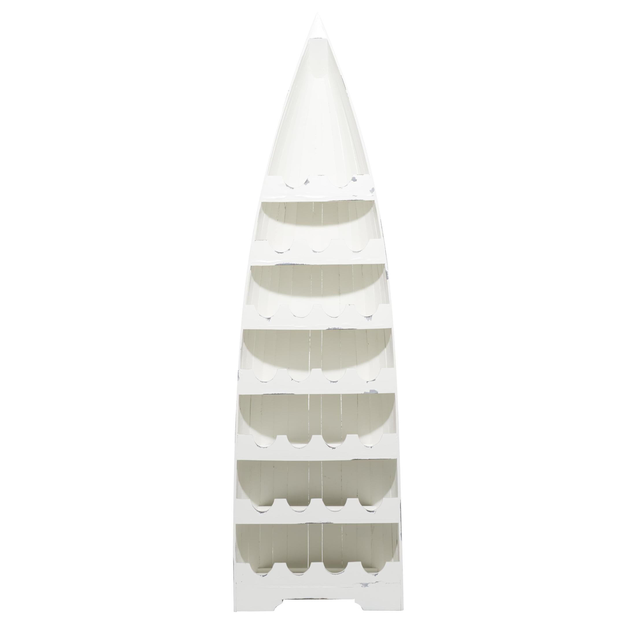 DecMode 21" x 76" White Wood 25 Bottles Boat Standing Wine Rack, 1-Piece