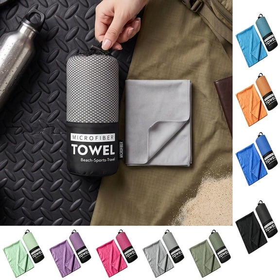WDOBM Reusable Washcloths, Portable Double‑Sided Fleece Microfiber Sports Fitness Towel, Highly Absorbent Quick Dry Machine Washable, Lightweight Sport Towels for Travel Fitness