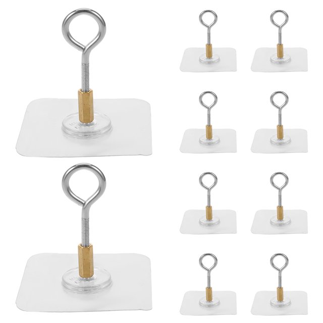 HEALEEP 10 Pcs Crochets de Plafond en Acier Inoxydable Autocollants Solides Sans Perçage Crochets Suspendus pour Extérieur Intérieur