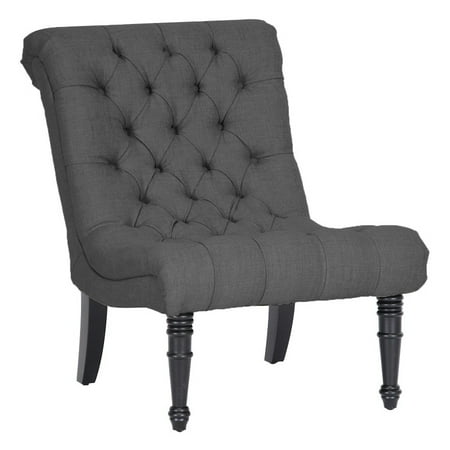 Contemporary Antique Scroll - Caelie Gray Linen Modern Lounge Chair