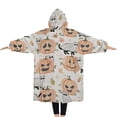 thumbnail image 2 of Oversized Wearable Blanket Hoodie,Halloween Cats and Pumpkins Pattern Sherpa Blanket Hoodie with Super Pockets,Super Warm Fuzzy Pullover for Women & Men, 2 of 6