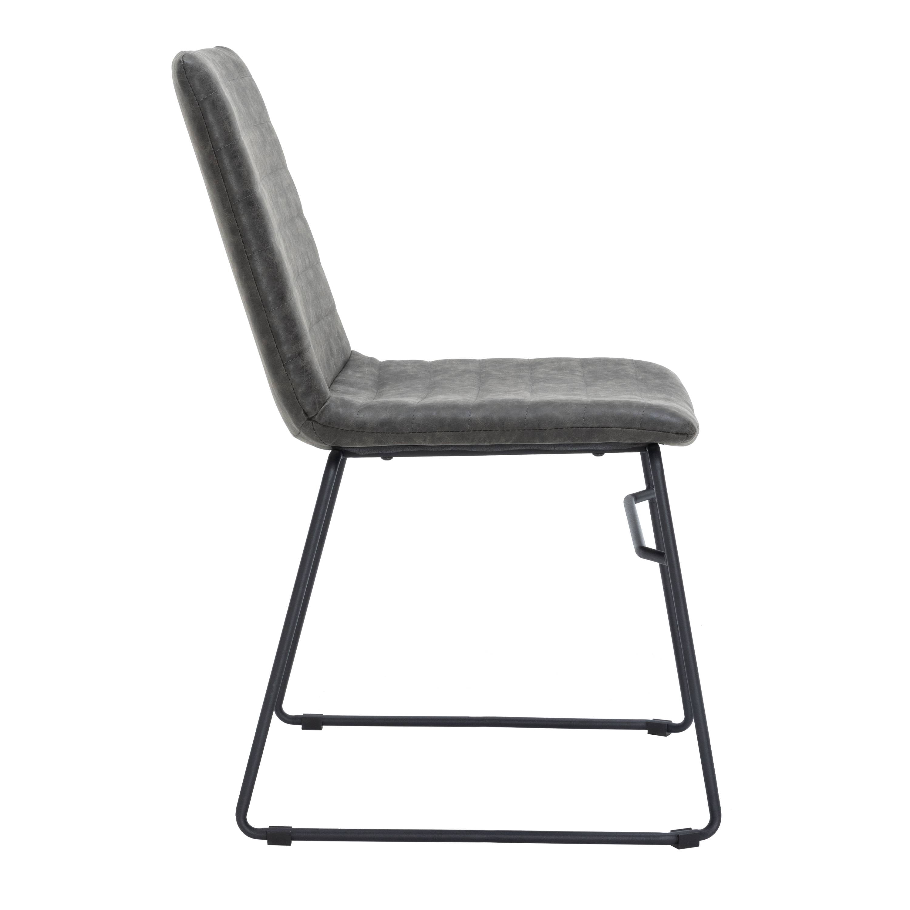 LeisureMod Ergonomic Office Chair Upholstered Leather Guest Side Chair Padded Seat and Back Desk Chair with Powder-Coated Stainless Steel Base Zylar Collection in Charcoal