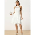 thumbnail image 4 of DARING DIVA Lace Sleeveless Elegant Cocktail A-Line Dress XL White, 4 of 6