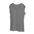 thumbnail image 4 of Qwertyu Tank Top for Women Solid Color V Neck Sleeveless Causal Sexy Shirts Hawaiian Beach Holiday Sports Workout Running Tees Summer Basic Tops Gray M, 4 of 5
