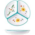 thumbnail image 1 of HAHDAXIA Ceramic Portion Control Plate Divided Dish Platters, Divided Dessert Plate Dinner Plate Snack Dishes, Salad Plate, Appetizer Serving Trays, 1 PCS-Daisy-8 Inch, 1 of 4
