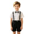 thumbnail image 4 of XAOFW Back To School Outfits For Boys Short Sleeve Solid Color Shirts Suspenders Shorts Toddler Kids Comfortable Gentleman Sets 2-3 Years, 4 of 7