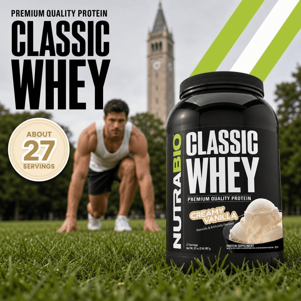 NutraBio Classic Whey Protein Powder- 25G of Protein Per Scoop - Full-Spectrum Amino Acid Profile - No Fillers, Artificial Colors, Preservatives - Low Glycemic Index - Creamy Vanilla, 2 Pounds