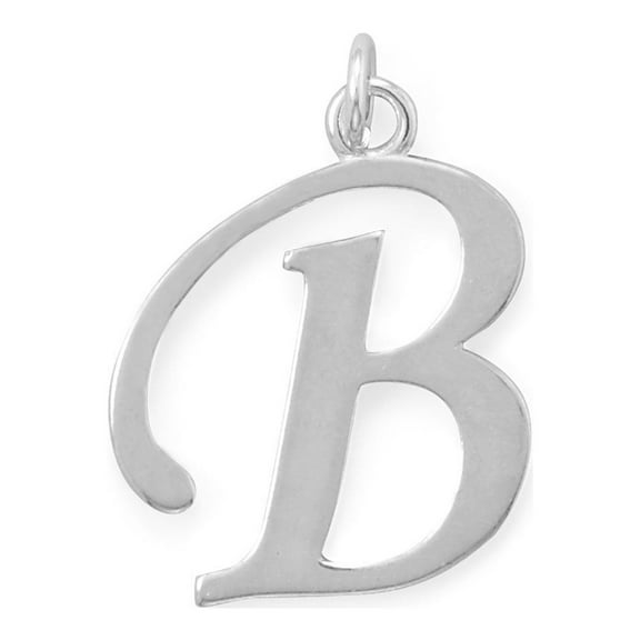 Precious Stars Sterling Silver Unisex Initial Letter B Pendant - No Chain, Pendant Only