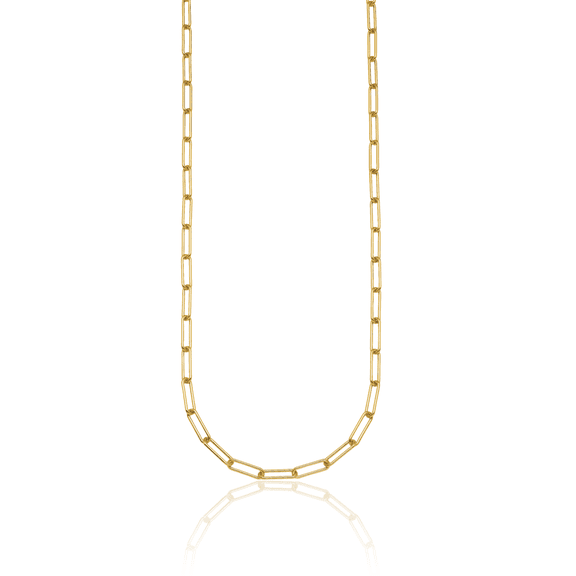 14K Solid Yellow Gold 3.4mm Paperclip Cable Rolo Link Chain Belcher Necklace