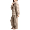 thumbnail image 5 of StSilkitty Women Fleece Pajama 2 Piece Sets Long Sleeve Zip up Cable Coat and Pants Sleepwear Set with Pockets Winter Warm Loungewear, 5 of 9