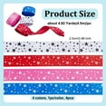 thumbnail image 2 of 4 Roll 19.6 Yards Stars Printed Grosgrain Ribbon 1 Inch Wide Patriotic Ribbon Stars Stripes Fabric Ribbons for Presernt Wrapping Wreath Decor Hair Sewing DIY Crafts-White Red Pink Blue Colorful, 2 of 5