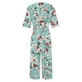 thumbnail image 4 of Abomasnow Jumpsuits for Women Casual Boho Floral Print Half Sleeve One Piece Outfits V Neck Wide Leg Rompers Pants, 4 of 5